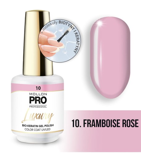 10. FRAMBOISE ROSE - Profesjonalny lakier hybrydowy o konsystencji żelu UV/LED Luxury Gel Polish Color Coat 8 ml - Mollon PRO **
