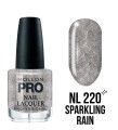 220. SPARKLING RAIN - lakier klasyczny srebrny brokatowy MOLLON HARDENING 15 ml 