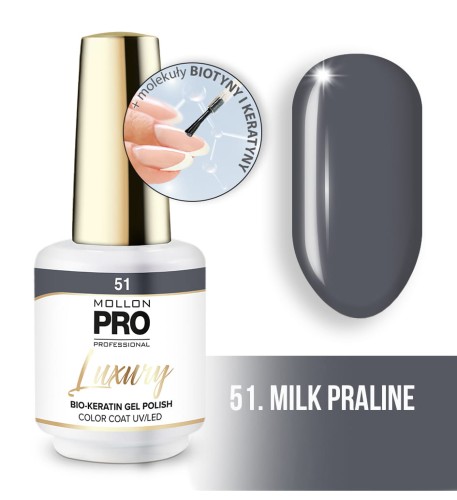 51. MILK PRALINE - Profesjonalny lakier hybrydowy o konsystencji żelu UV/LED Luxury Gel Polish Color Coat 8 ml - Mollon PRO *