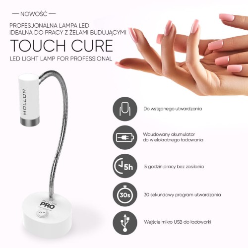 Lampa LED MOLLON TOUCH CURE z punktowym światłem do wstępnej polimeryzacji żelu