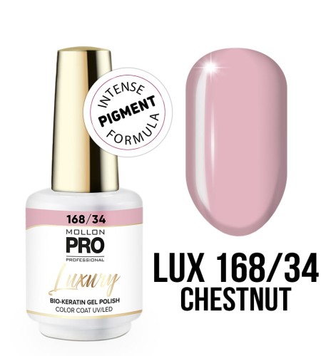 168. CHESTNUT - Profesjonalny lakier hybrydowy o konsystencji żelu UV/LED Luxury Gel Polish Color Coat 8 ml - Mollon PRO *