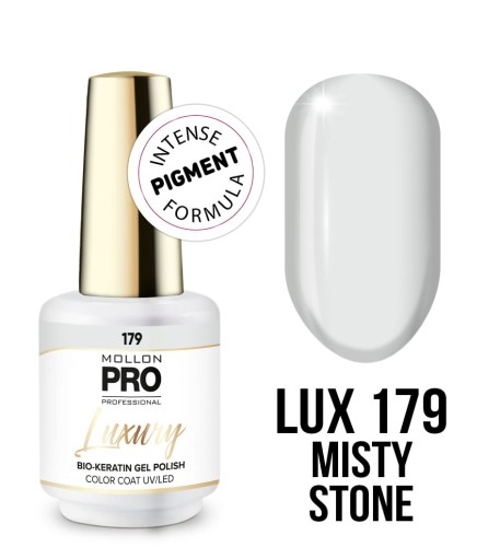 179. Misty Stone - Profesjonalny lakier hybrydowy o konsystencji żelu UV/LED Luxury Gel Polish Color Coat 8 ml - Mollon PRO