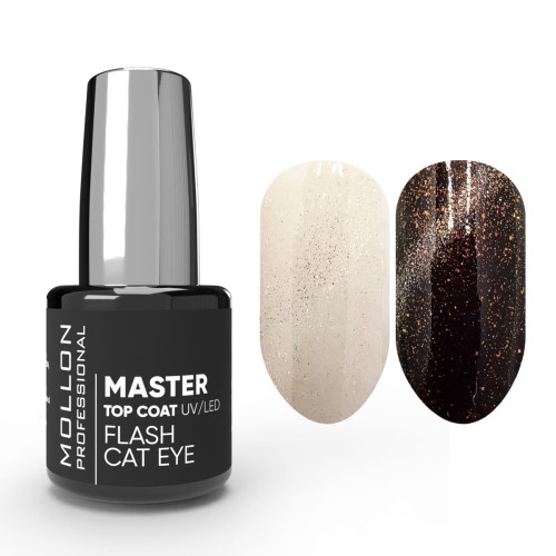 MOLLON MASTER TOP COAT FLASH CAT EYE 12 ml - top UV/LED z efektem flash & cat eye