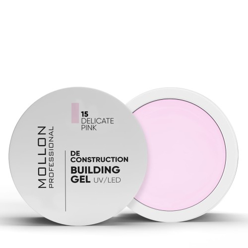 15. DELICATE PINK GEL DE CONSTRUCTION UV/LED 50 ml - żel budujący MOLLON