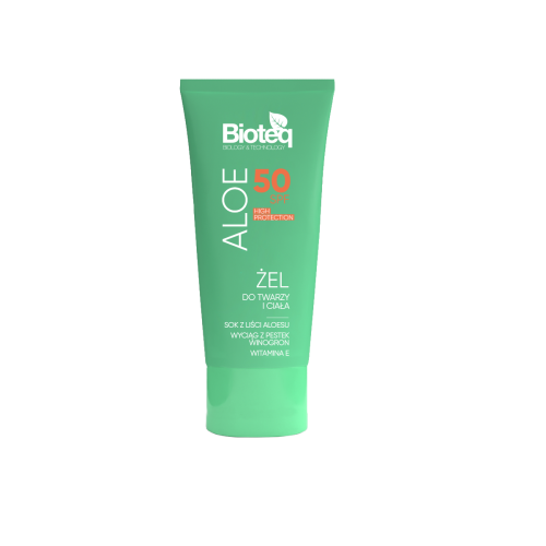 BIOTEQ ALOE SPF50 face&body gel 50 ml - żel do twarzy i ciała z filtrem SPF50