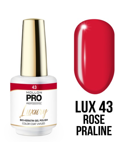 43. ROSE PRALINE - Profesjonalny lakier hybrydowy o konsystencji żelu UV/LED Luxury Gel Polish Color Coat 8 ml - Mollon PRO