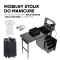 MOLLON składany stolik mobilny do manicure z białą podkładką i koszulką z logo