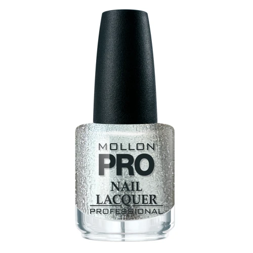 221.  SILVER SHIMMER - lakier klasyczny srebrny perłowy z drobiną MOLLON HARDENING 15 ml 