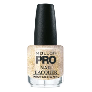 906. HARDENING NAIL LACQUER MOLLON 15 ml TRANSPARENT WITH GOLD GLITTER- lakier klasyczny transparentny ze złotym z brokatem