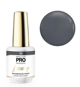 51. MILK PRALINE - lakier hybrydowy szary z drobiną MOLLON LUXURY *