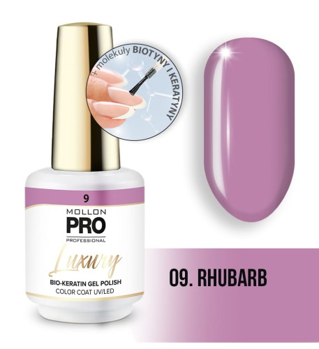 09. RHUBARB - Profesjonalny lakier hybrydowy o konsystencji żelu UV/LED Luxury Gel Polish Color Coat 8 ml - Mollon PRO *