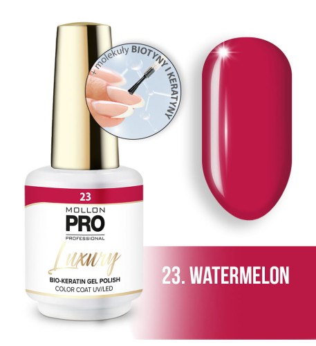 23. WATERMELON - Profesjonalny lakier hybrydowy o konsystencji żelu UV/LED Luxury Gel Polish Color Coat 8 ml - Mollon PRO